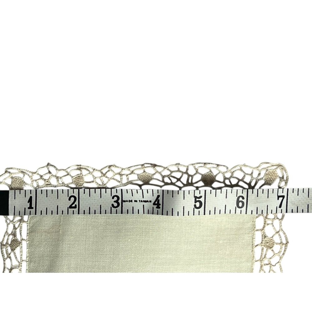 Set Of 10 Pale Yellow Linen & Crochet Doilies 7" X 5.5" Table Decor Wedding - Picture 7 of 13